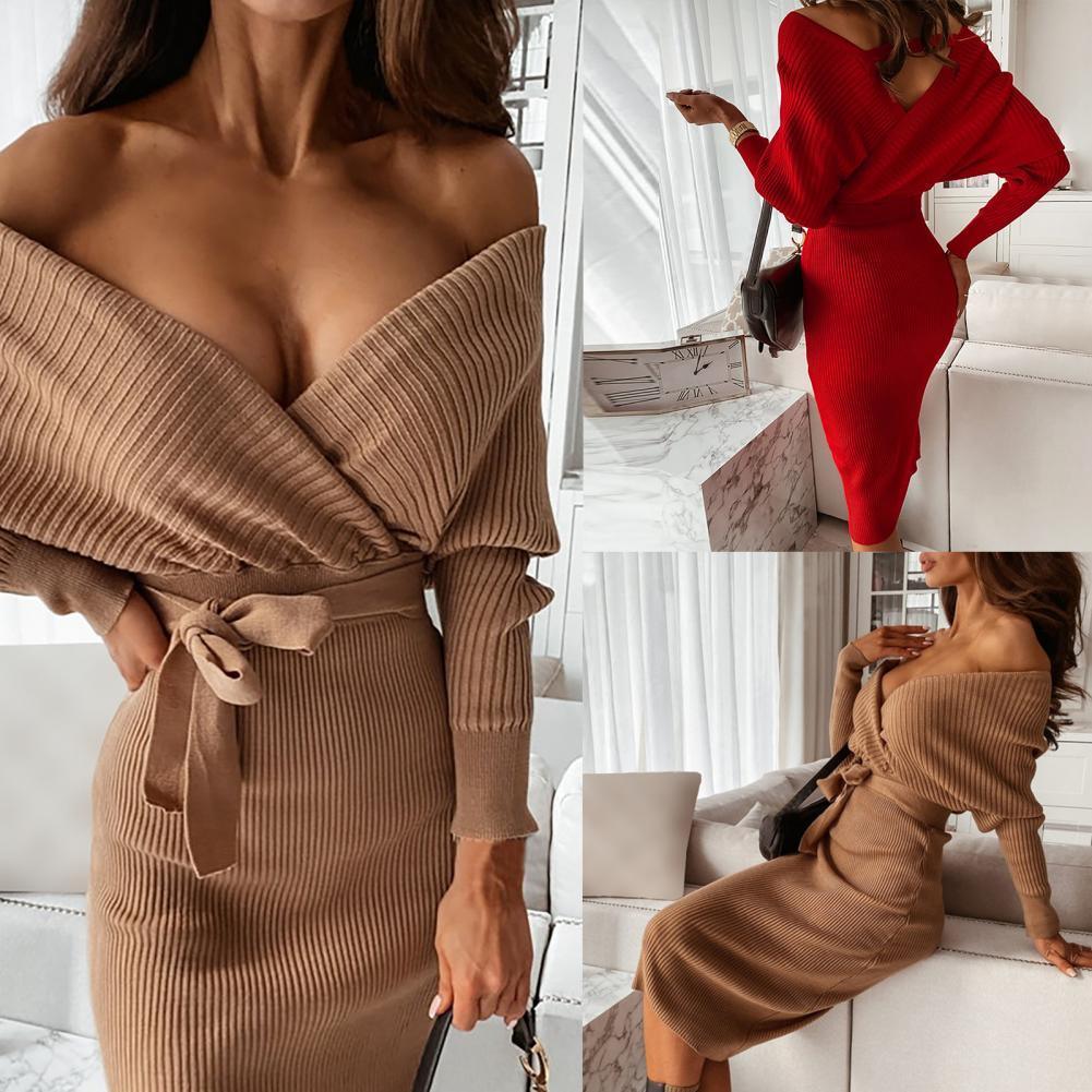 Adeline — Robe midi à épaules dégagées et taille nouée — Amielle Paris