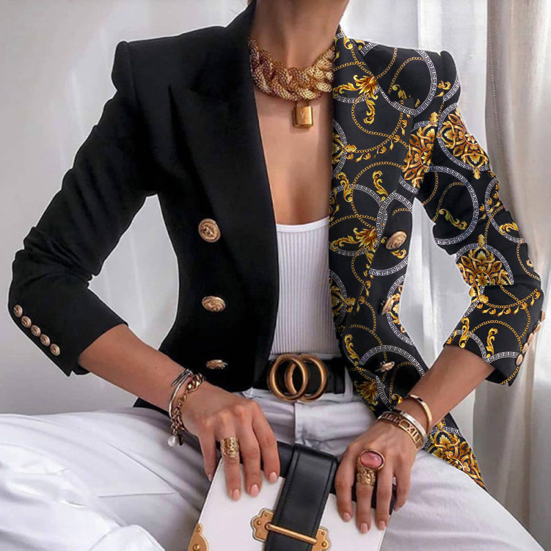 Blazer croisé à empiècements contrastants — Amielle Paris