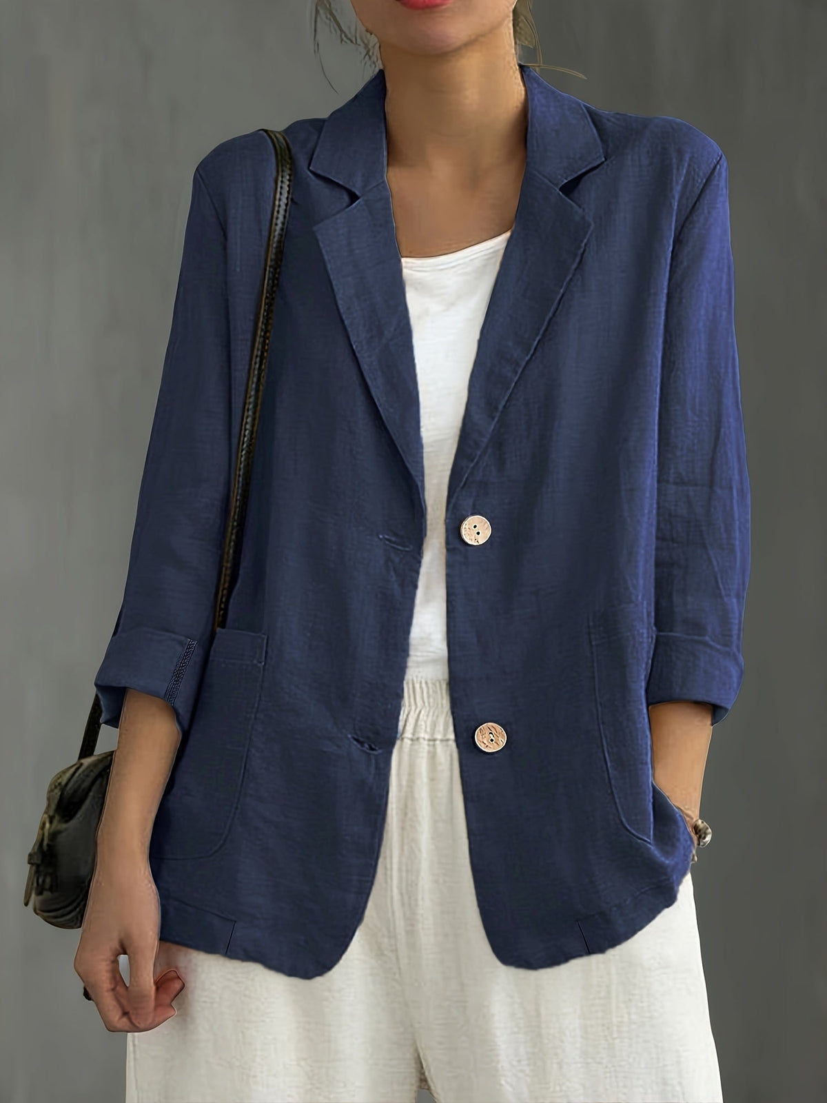 Helena — Blazer à bouton unique et manches trois-quarts — Amielle Paris
