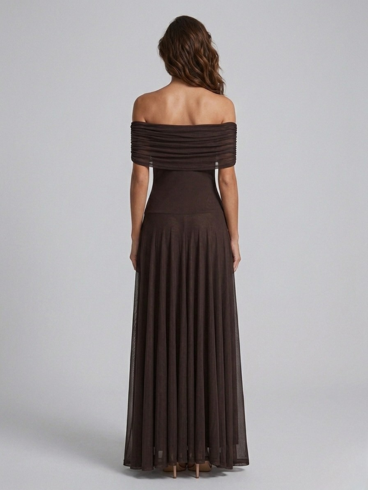 Victoire — Robe longue à encolure Bardot — Amielle Paris