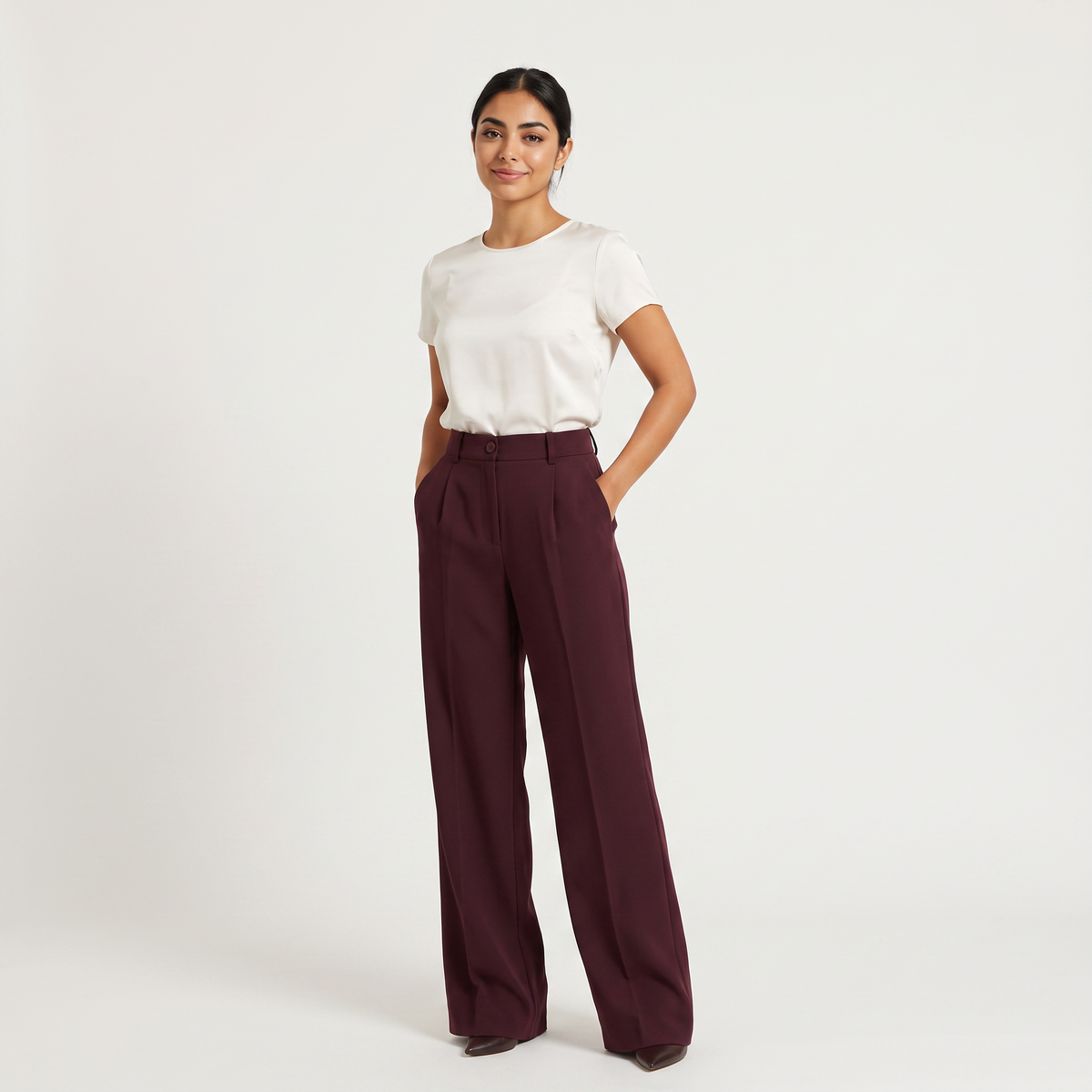 Pantalon large taille haute à finition tailleur — Amielle Paris — vue 6