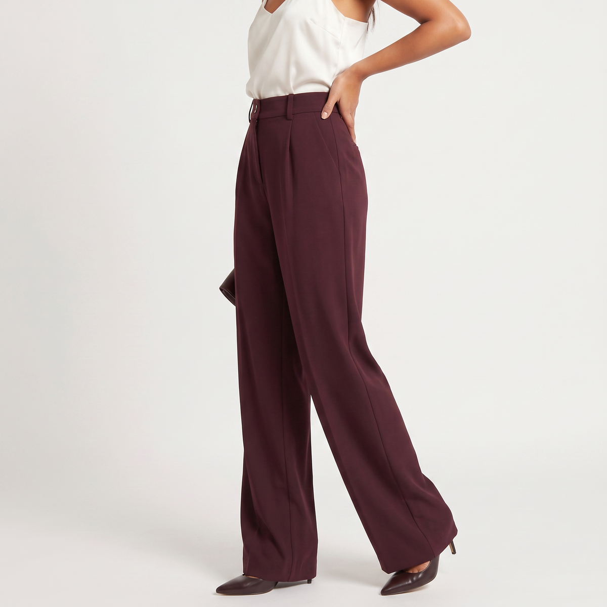 Pantalon large taille haute à finition tailleur — Amielle Paris — vue 5