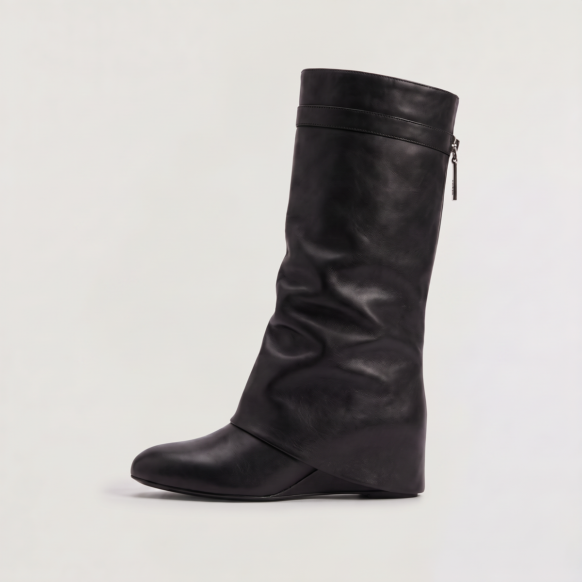 Bottes hautes à large revers et talon compensé — Amielle Paris — vue 1