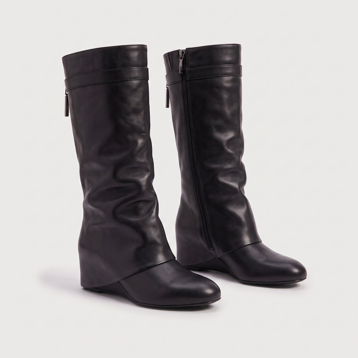 Bottes hautes à large revers et talon compensé — Amielle Paris — vue 5