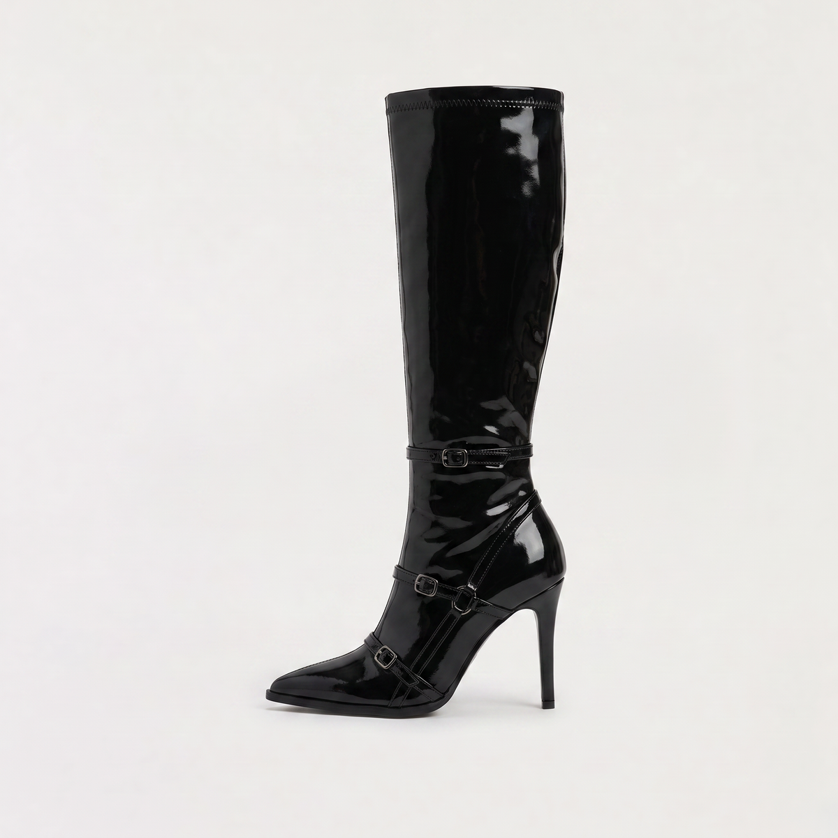 Bottes hautes vernies à brides et talon aiguille — Amielle Paris — vue 1