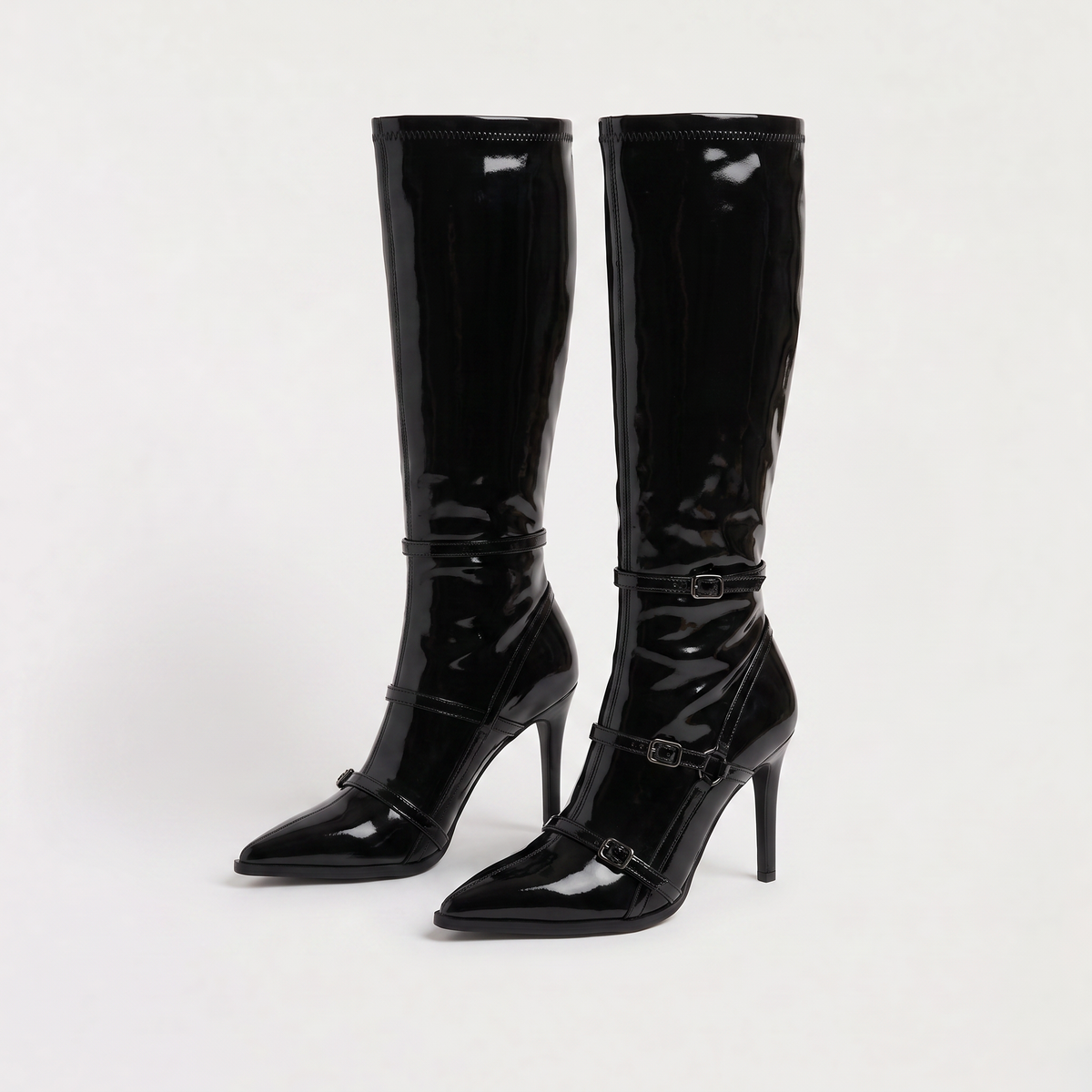 Bottes hautes vernies à brides et talon aiguille — Amielle Paris — vue 5