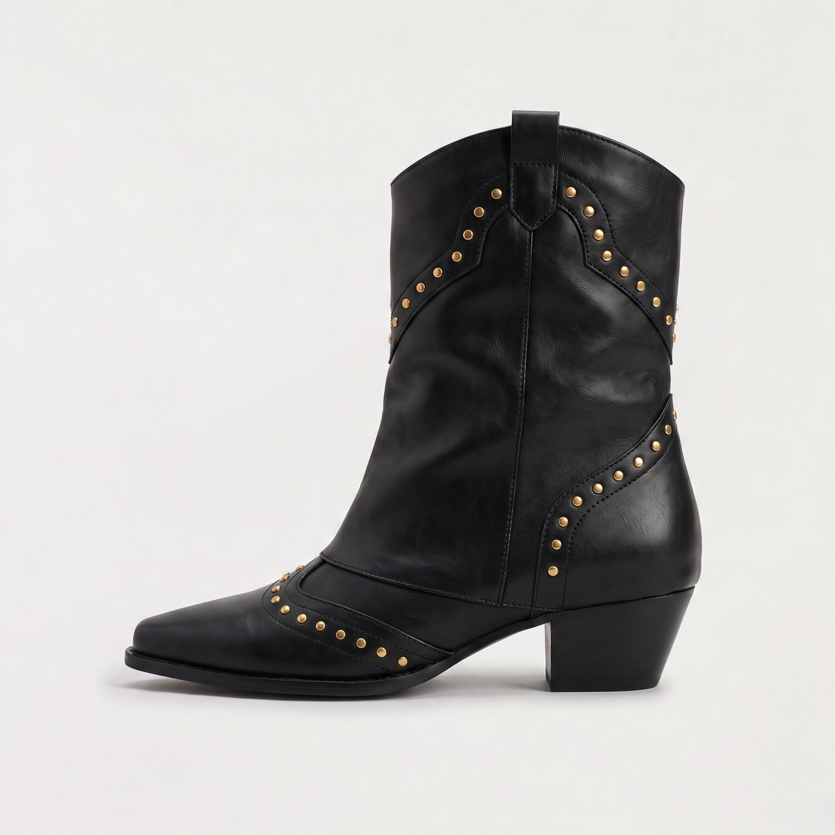 Bottes western plissées à clous décoratifs — Amielle Paris — vue 1
