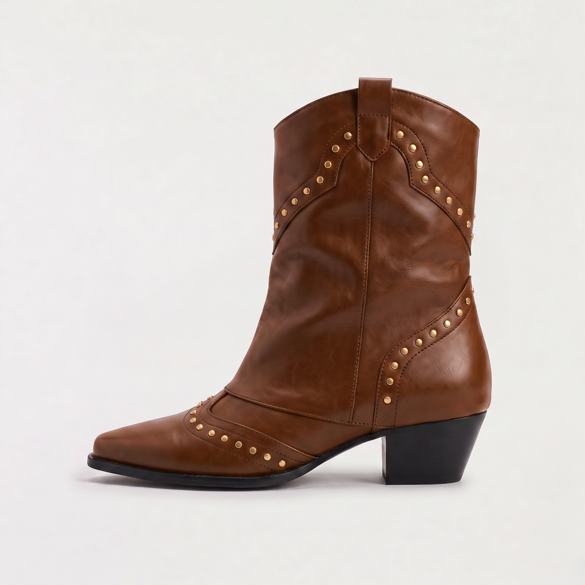 Bottes western plissées à clous décoratifs — Amielle Paris — vue 7