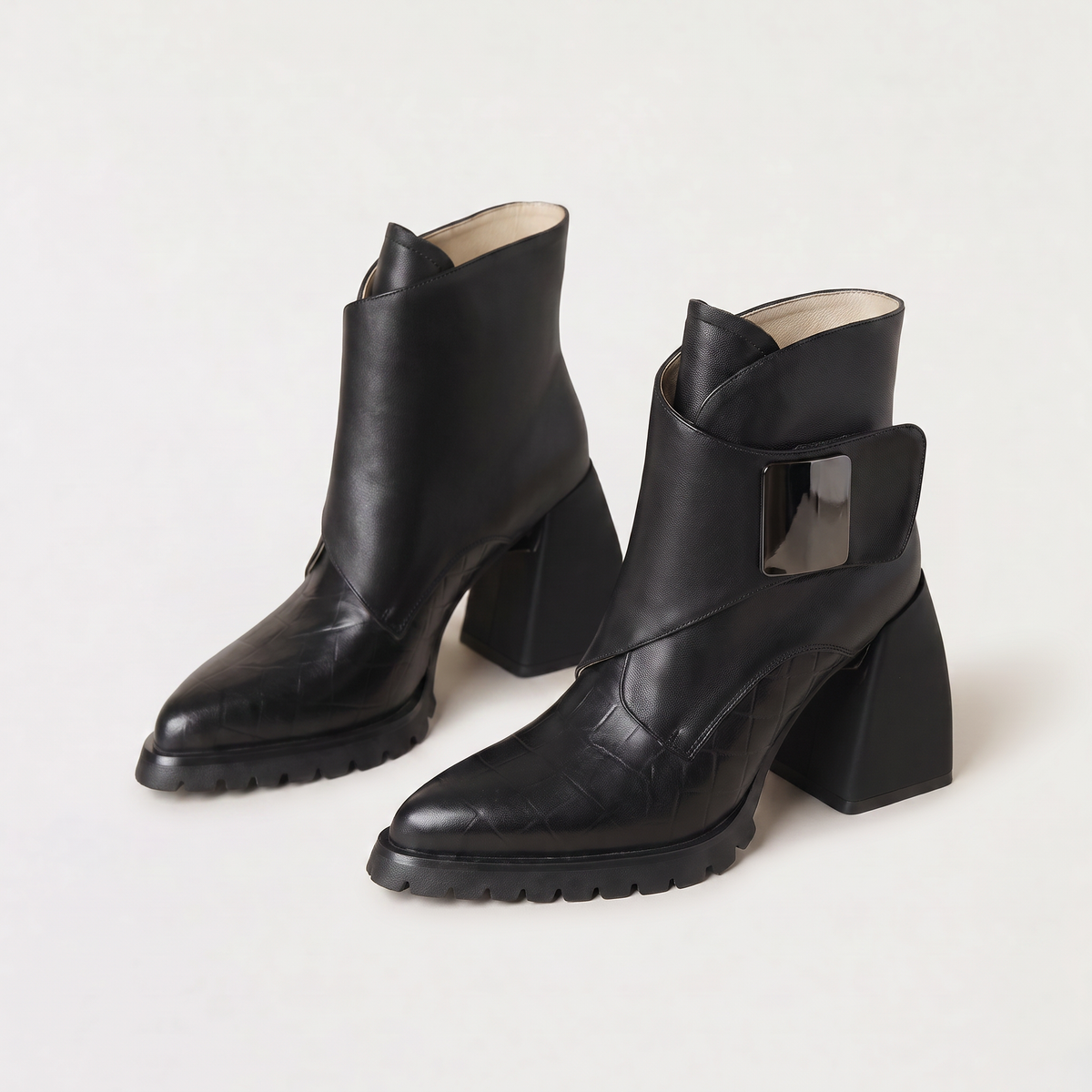 Bottines à plateforme et bout embossé crocodile — Amielle Paris — vue 4