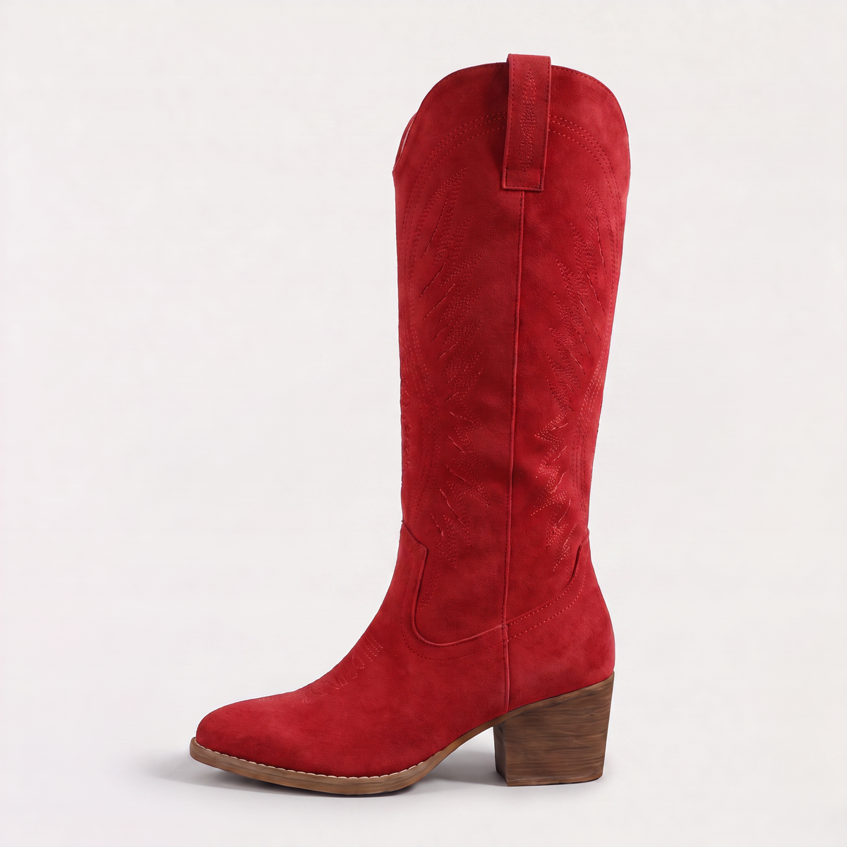 Bottes western hautes brodées effet daim — Amielle Paris — vue 8