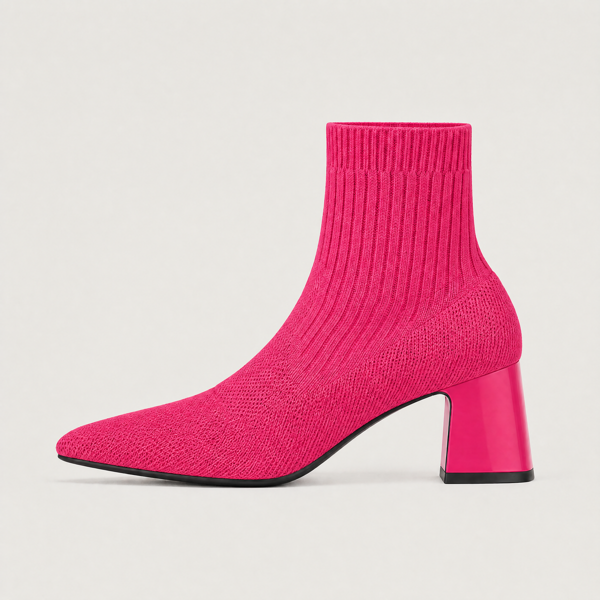 Bottes mi-mollet en textile à talon bloc — Amielle Paris — vue 1
