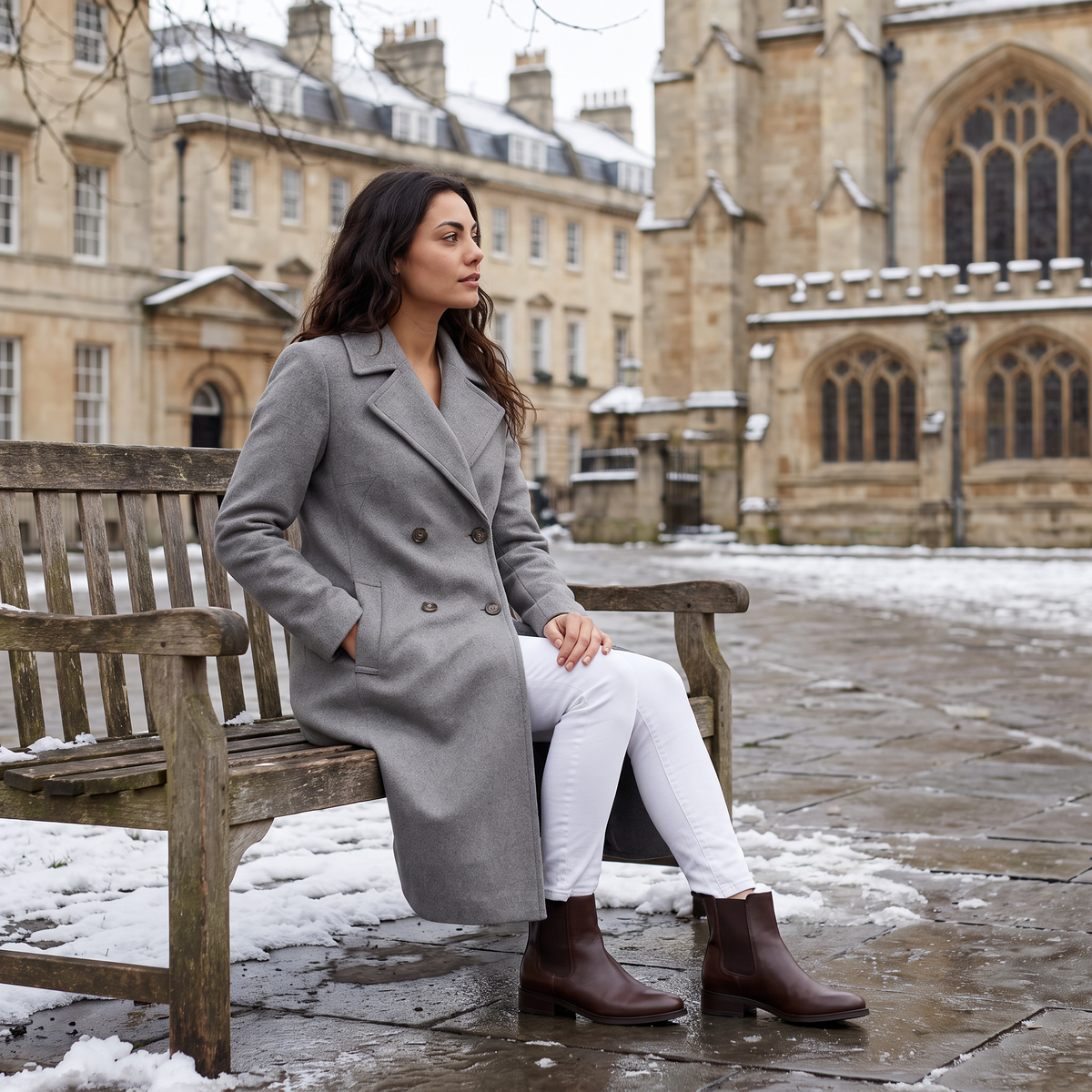 Manteau long croisé en coton et lin mélangés — Amielle Paris — vue 3