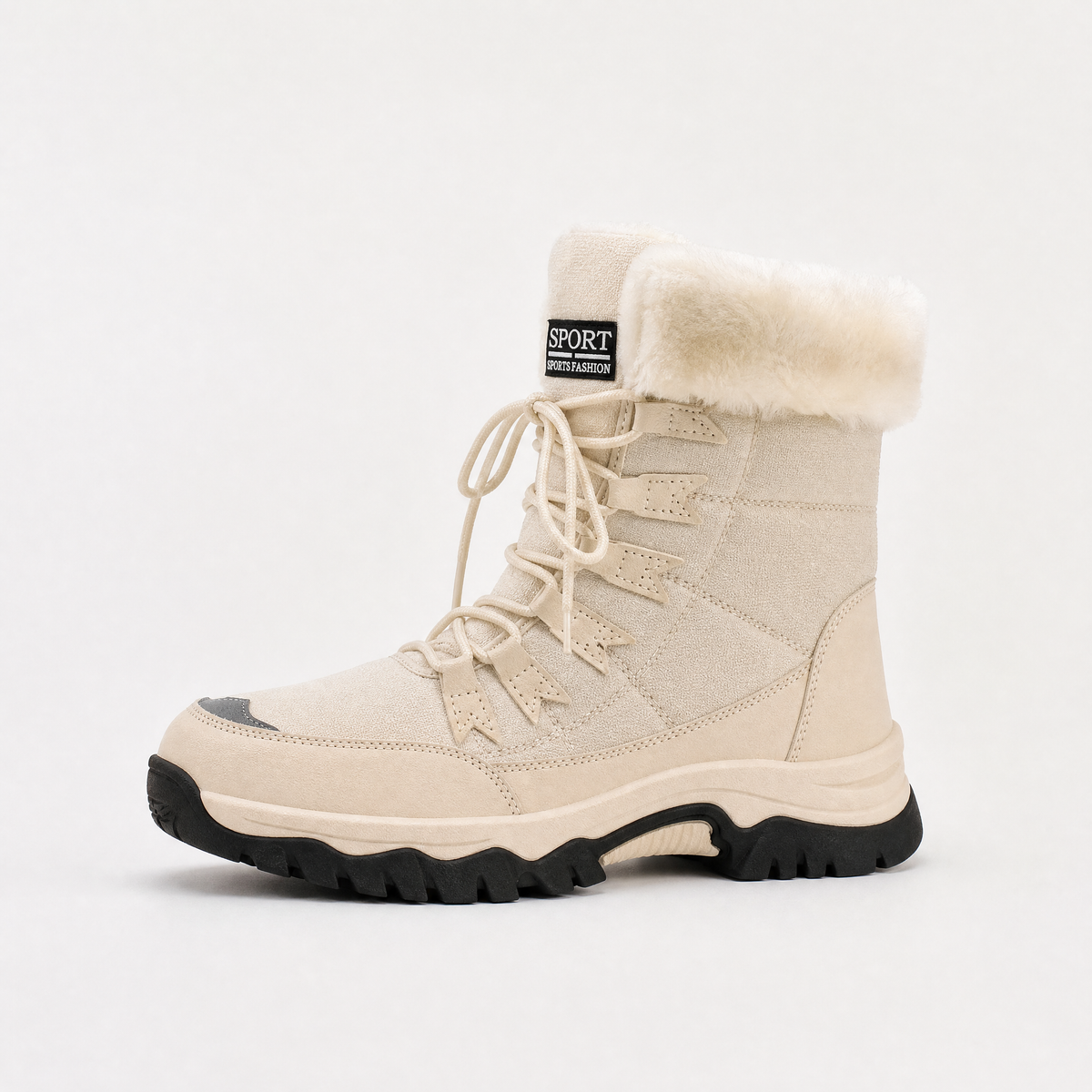 Bottes matelassées à lacets et revers en fausse fourrure — Amielle Paris — vue 1