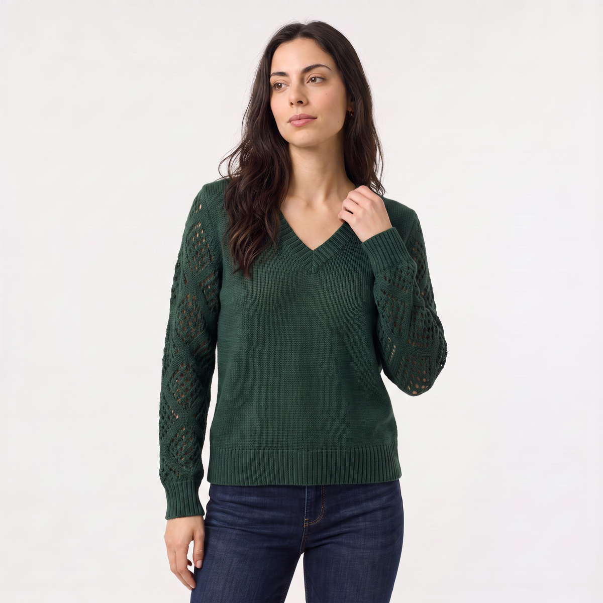 Pull col V à manches ajourées — Amielle Paris — vue 12