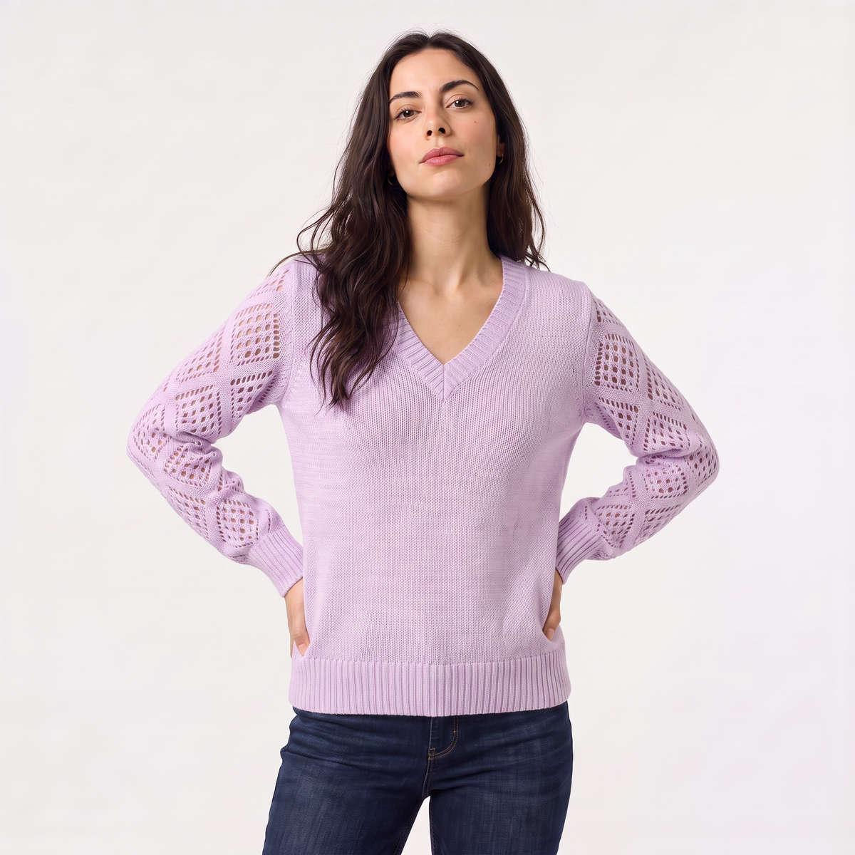 Pull col V à manches ajourées — Amielle Paris — vue 9