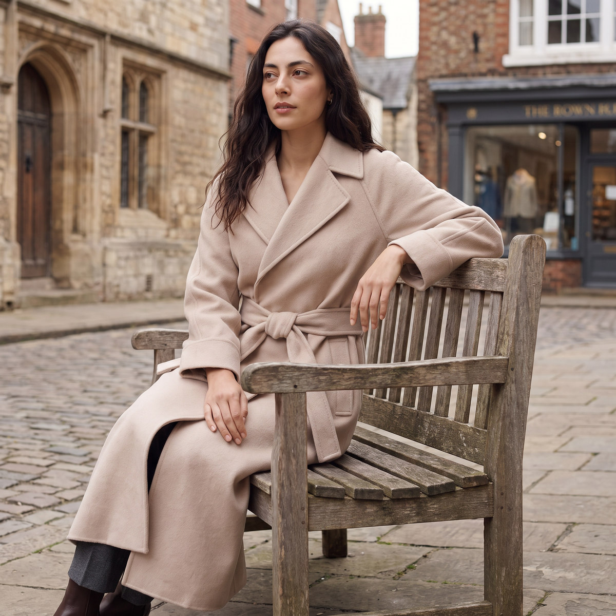 Manteau portefeuille long en laine mélangée — Amielle Paris — vue 3