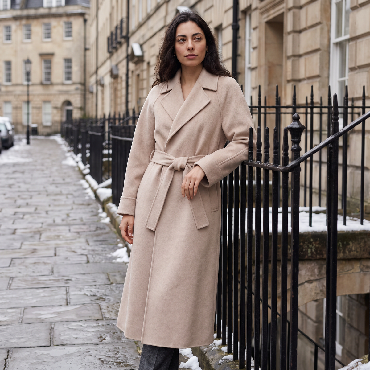Manteau portefeuille long en laine mélangée — Amielle Paris — vue 2