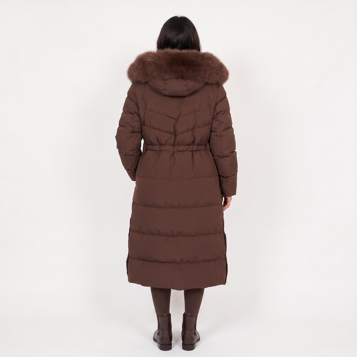 Doudoune longue à capuche et taille ajustable — Amielle Paris — vue 7