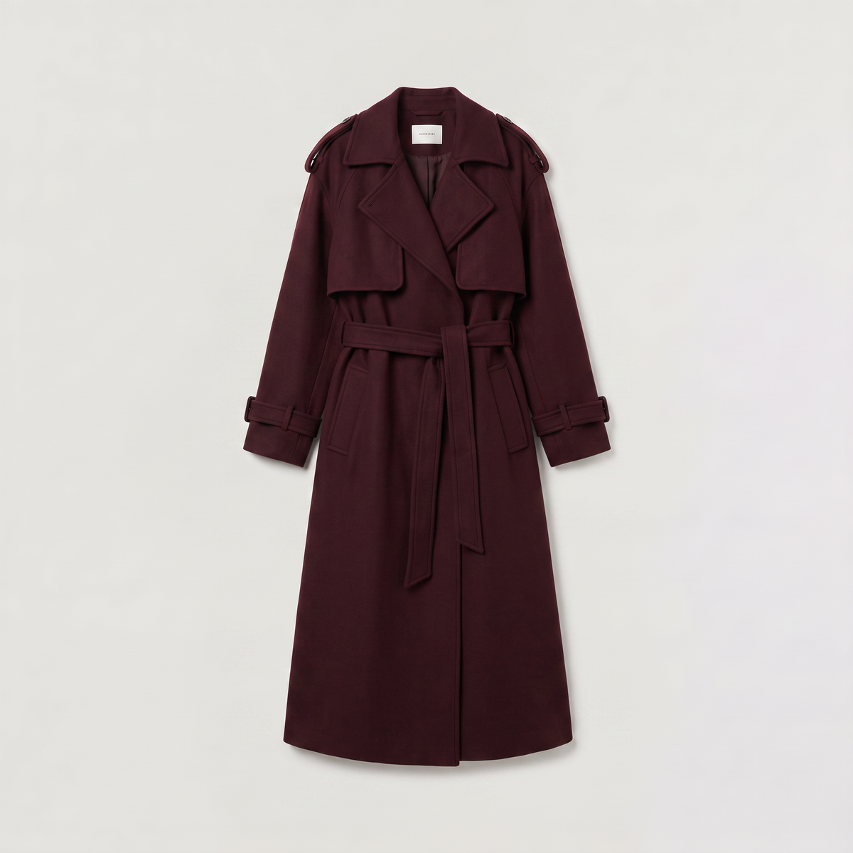 Manteau long ceinturé en laine et coton — Amielle Paris — vue 8