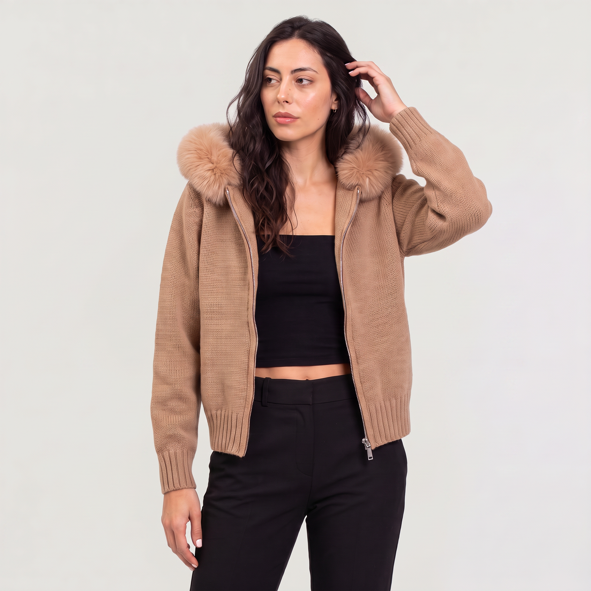 Veste en laine mélangée à col amovible — Amielle Paris — vue 1