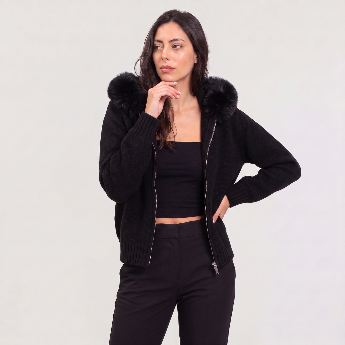 Veste en laine mélangée à col amovible — Amielle Paris — vue 9