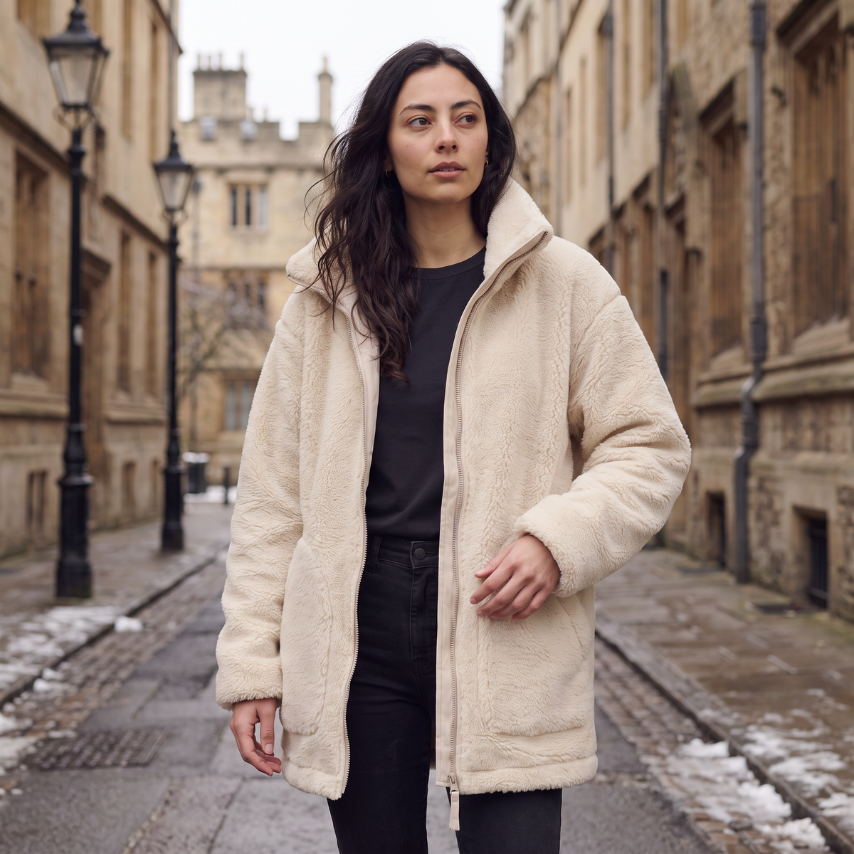 Veste teddy à col haut et zip double curseur — Amielle Paris — vue 2