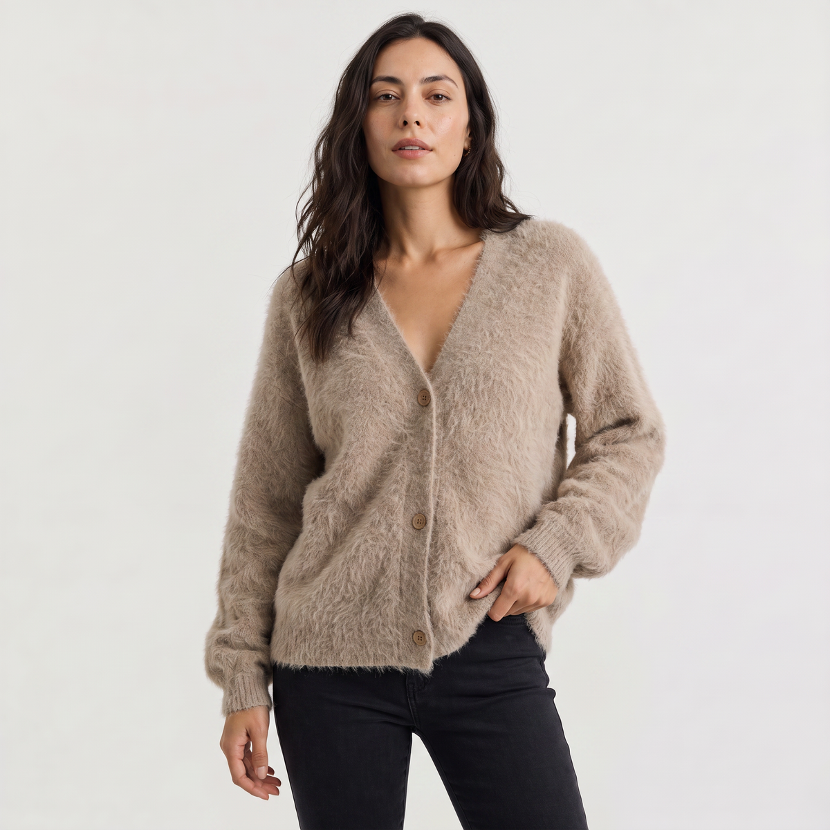 Cardigan boutonné en maille d’acrylique — Amielle Paris — vue 1