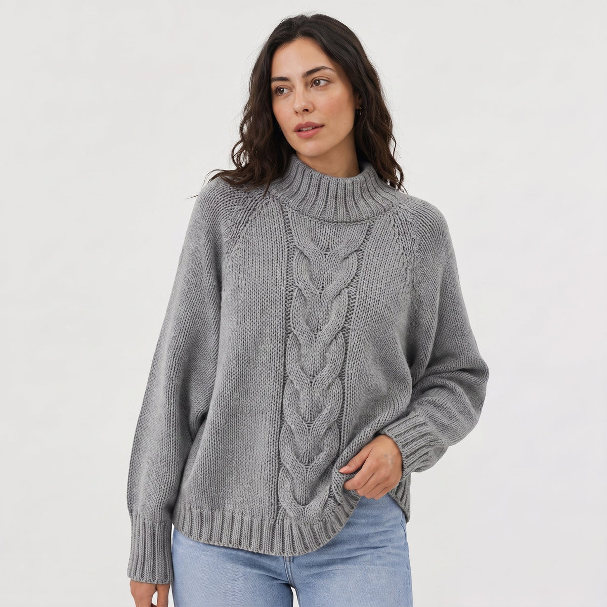 Pull à col roulé et panneau torsadé central — Amielle Paris — vue 11