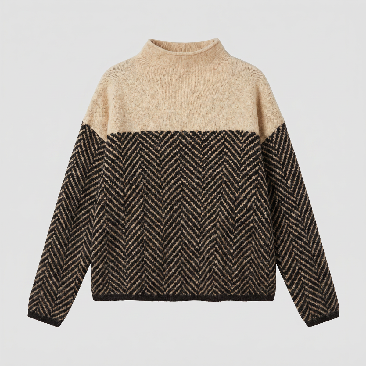 Pull beige décontracté à col roulé — Amielle Paris — vue 7