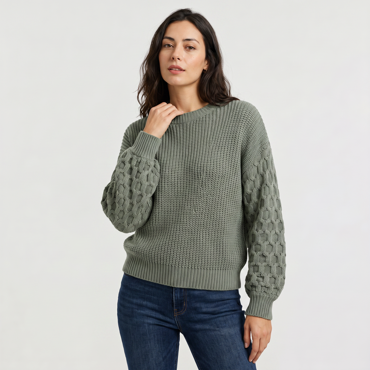Pull en maille à manches lanternes texturées — Amielle Paris — vue 9