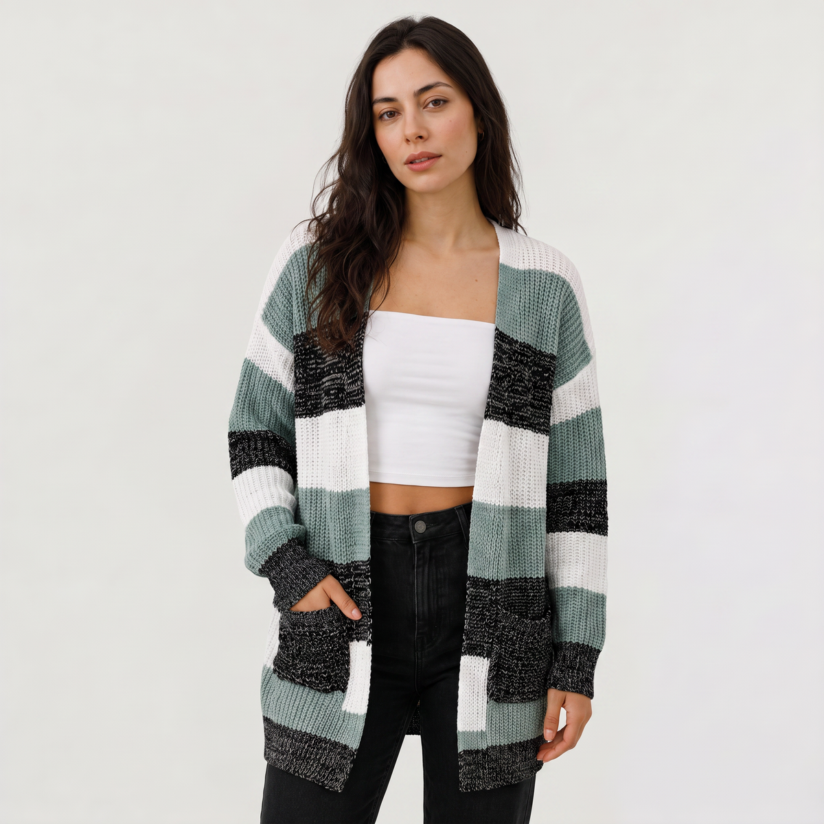 Cardigan léger ouvert à coupe décontractée — Amielle Paris — vue 1