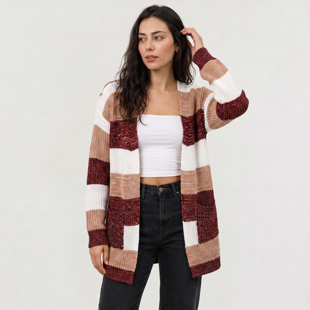 Cardigan léger ouvert à coupe décontractée — Amielle Paris — vue 3