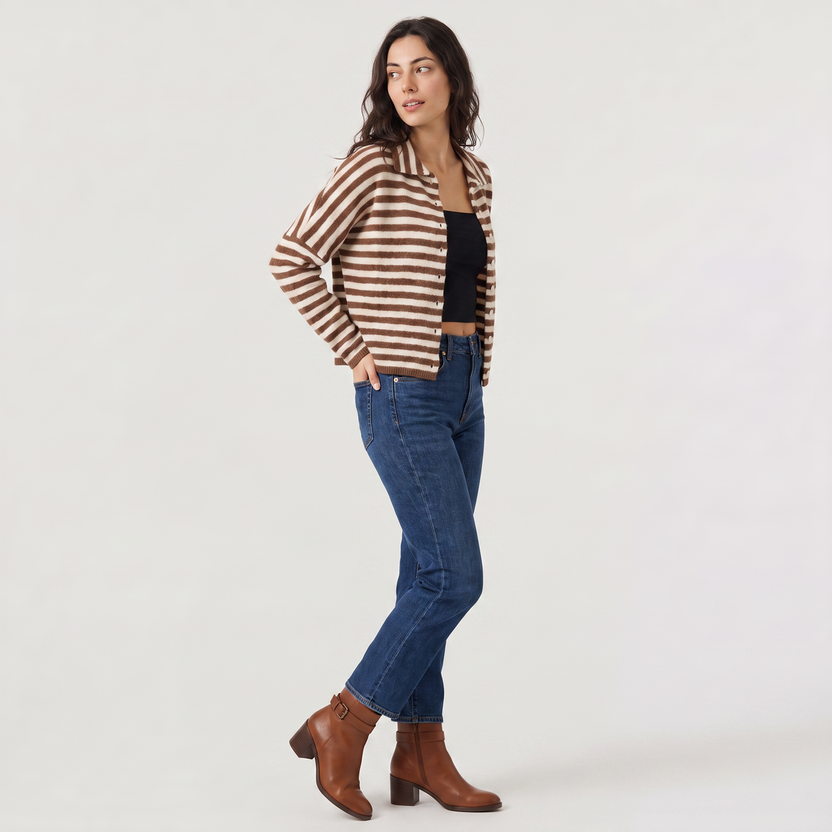 Cardigan rayé ample à col et boutons — Amielle Paris — vue 5