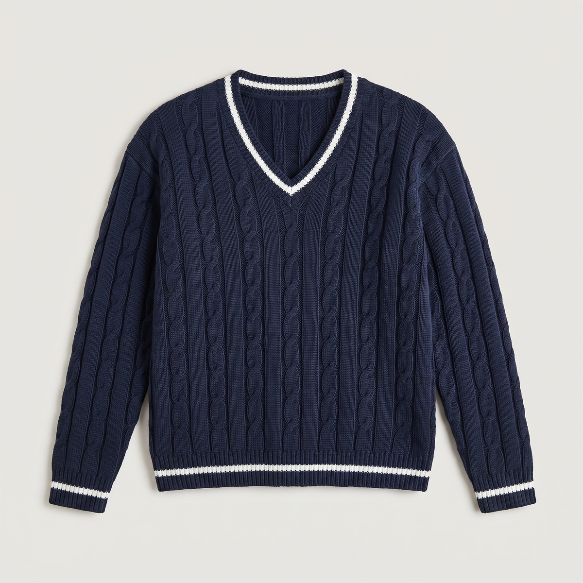 Pull torsadé col V à liserés contrastés — Amielle Paris — vue 4