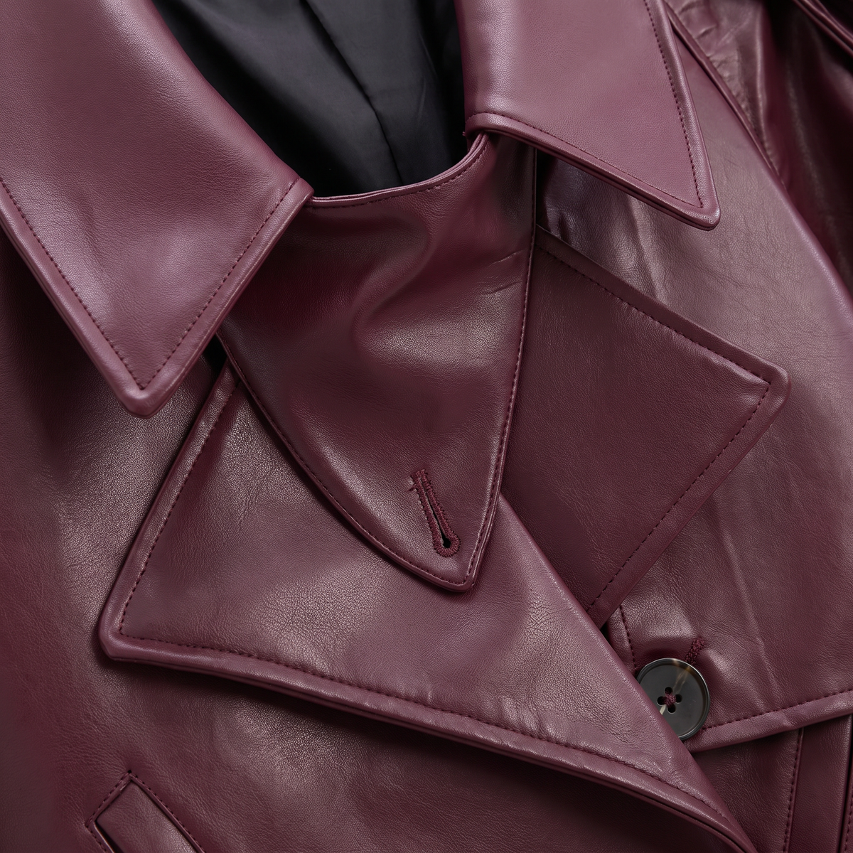 Trench court croisé en cuir avec ceinture — Amielle Paris — vue 6