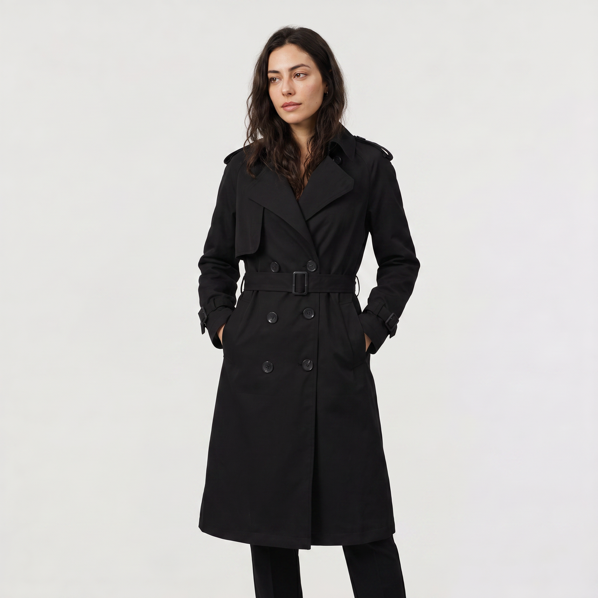 Trench mi-long ceinturé à grands revers — Amielle Paris — vue 7