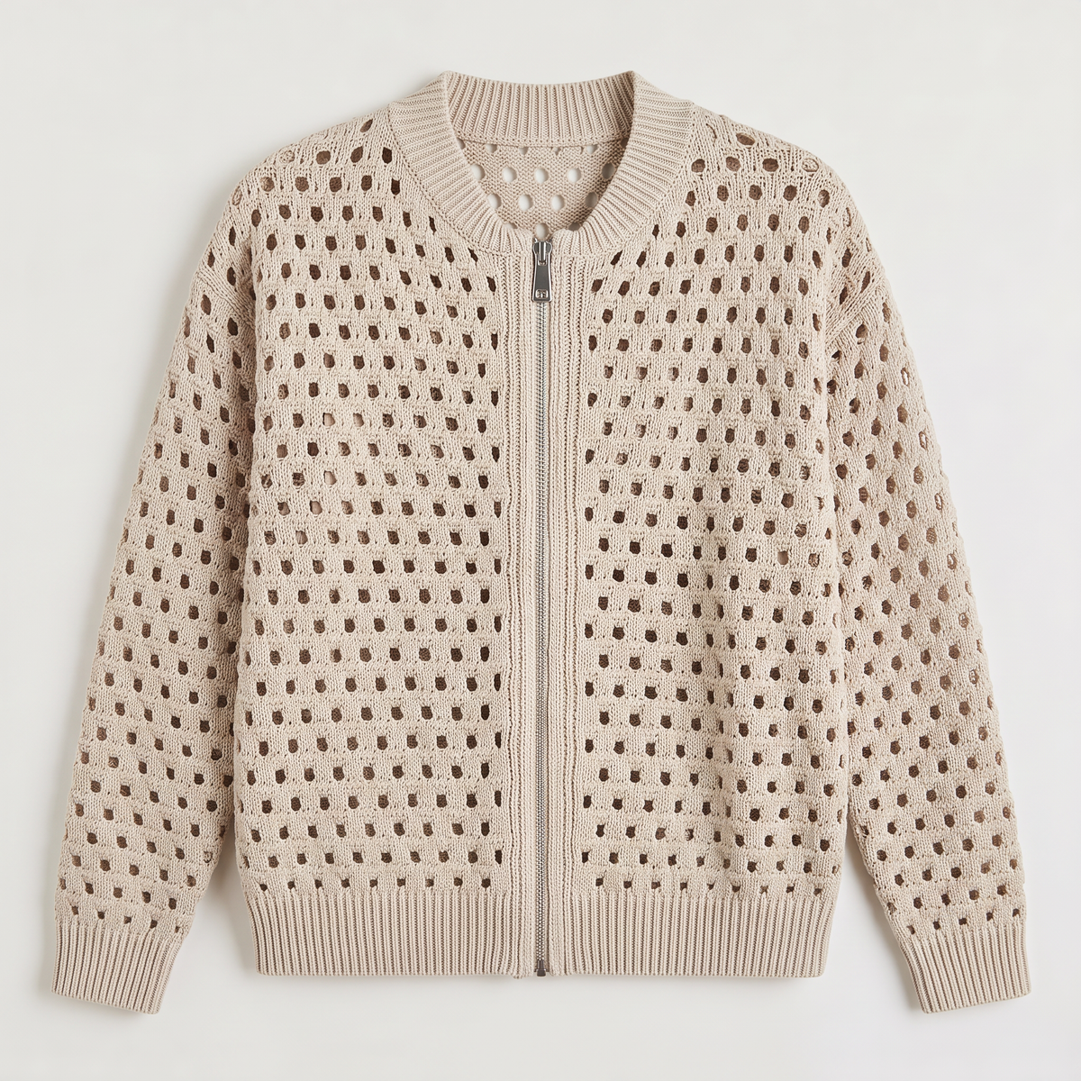 Cardigan ajouré zippé à col rond — Amielle Paris — vue 6