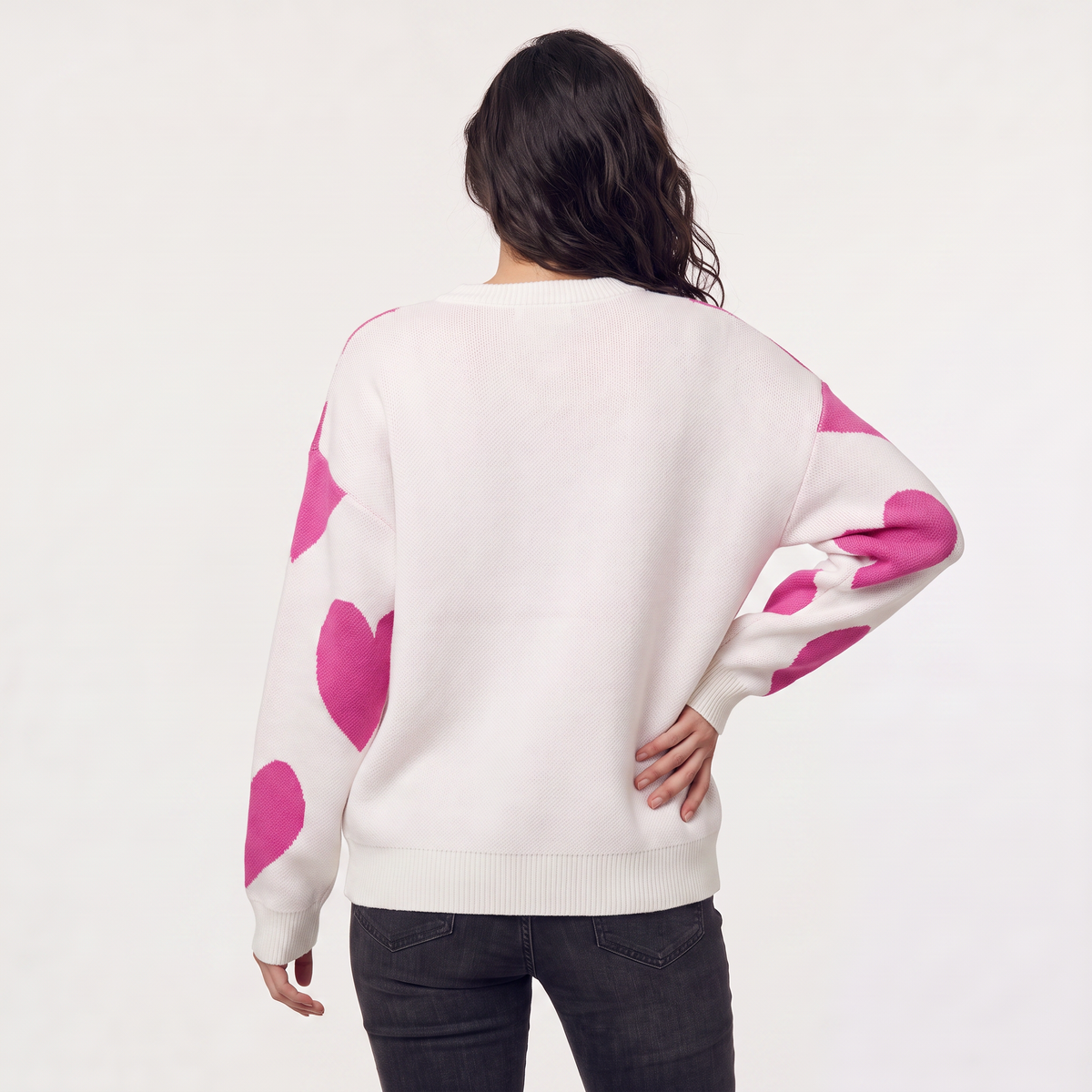 Pull à motifs cœurs et col rond — Amielle Paris — vue 4