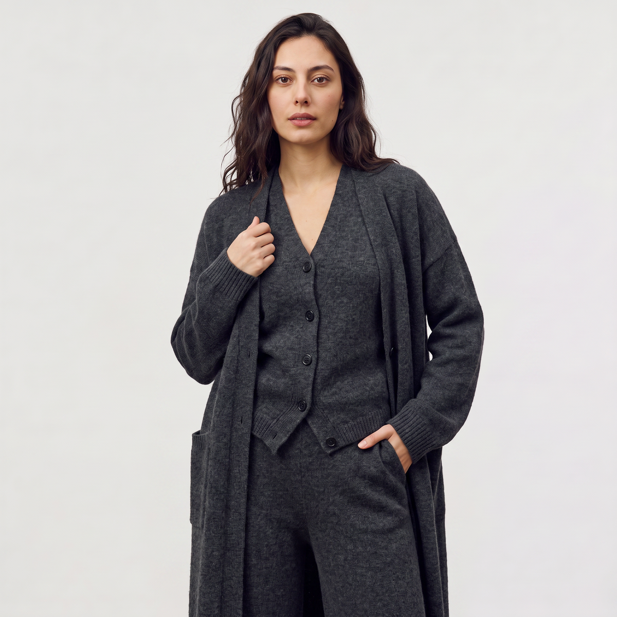 Ensemble en maille trois pièces à pantalon large — Amielle Paris — vue 3