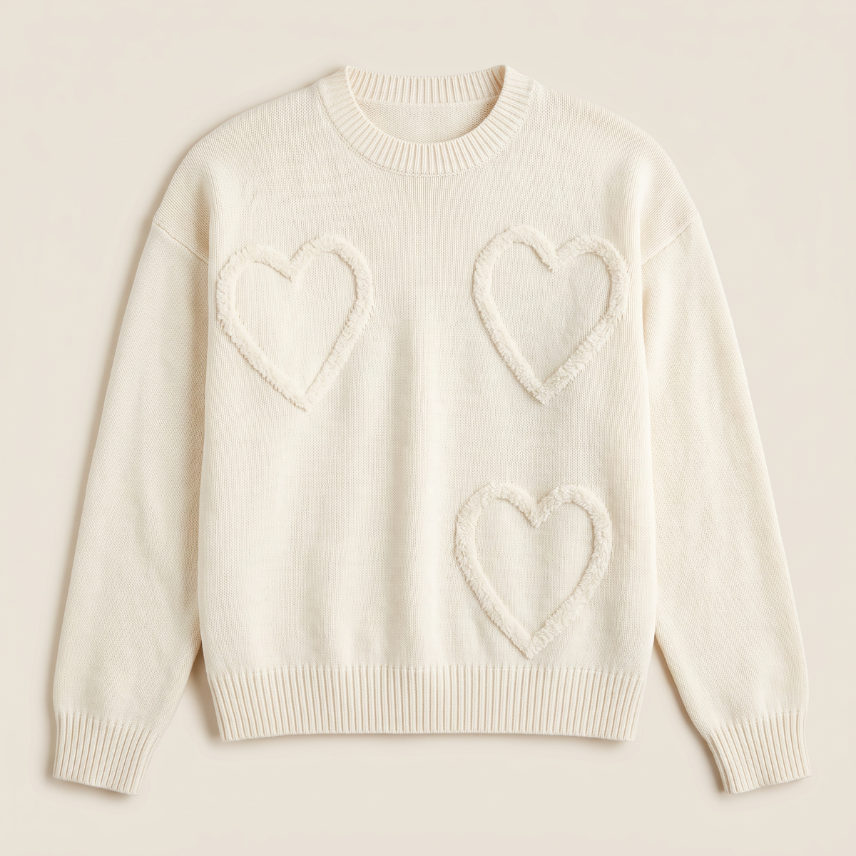 Pull crème à cœurs en relief — Amielle Paris — vue 6