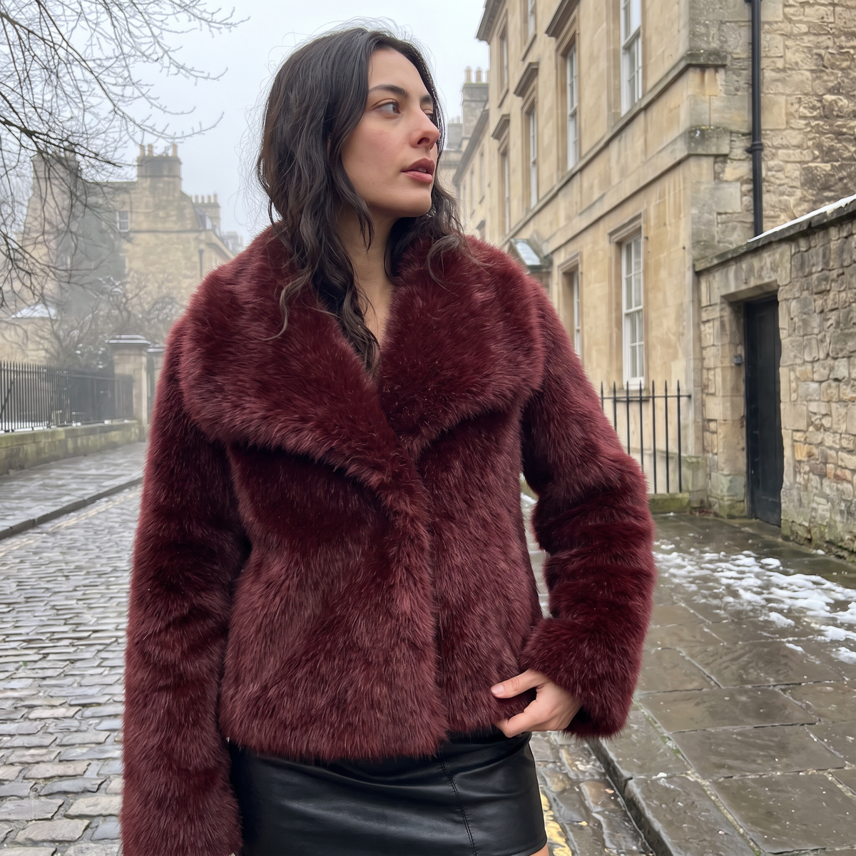 Manteau court en fausse fourrure à grand col — Amielle Paris — vue 2