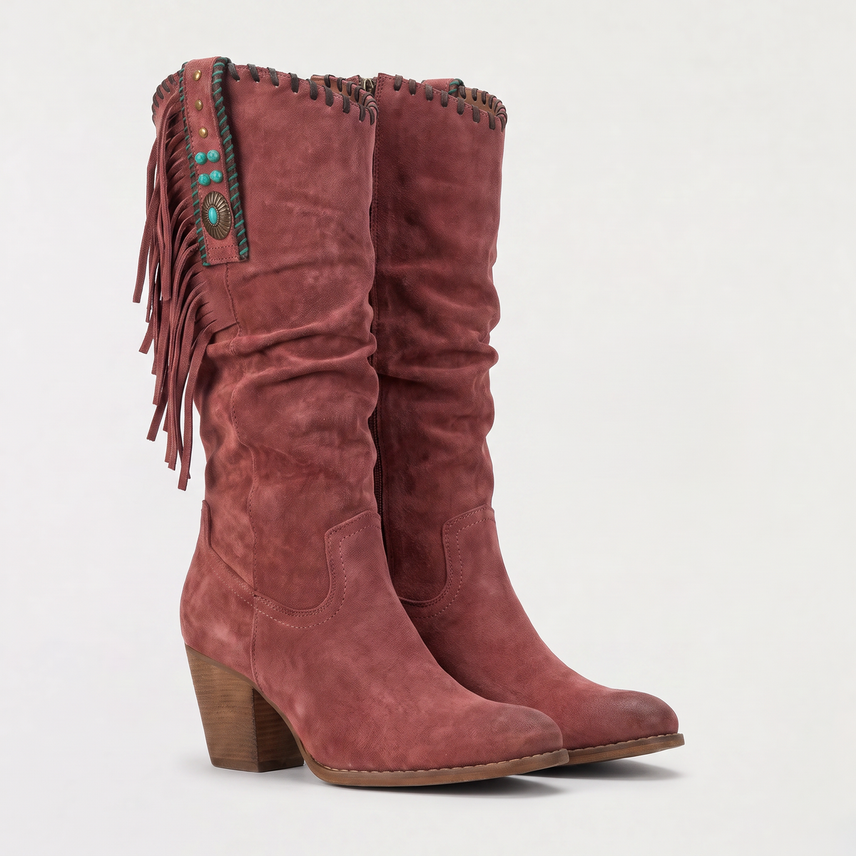 Bottes western en daim à franges et perles — Amielle Paris — vue 4