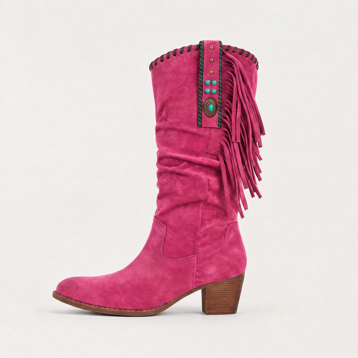 Bottes western en daim à franges et perles — Amielle Paris — vue 6