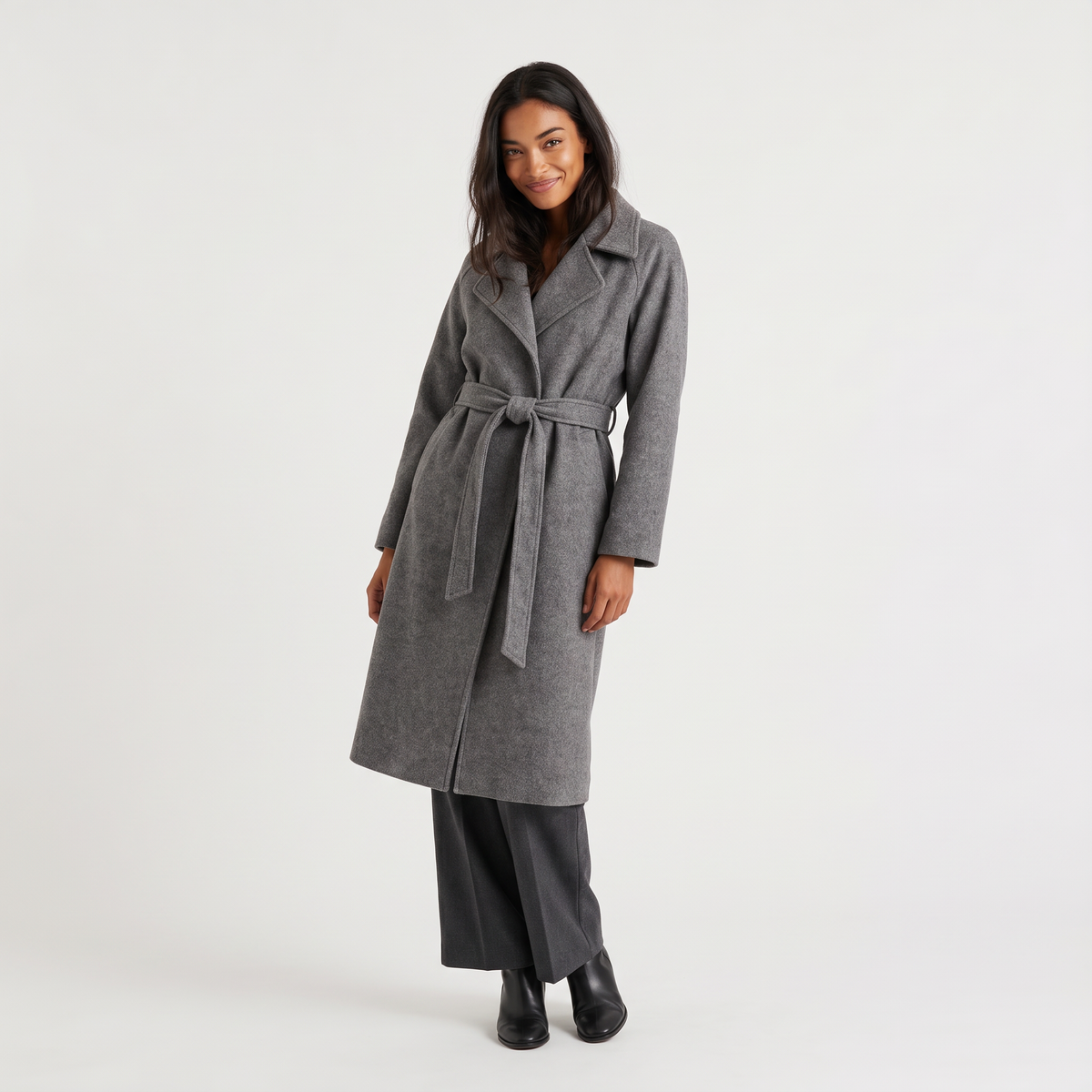 Manteau portefeuille mi-mollet à larges revers — Amielle Paris — vue 10