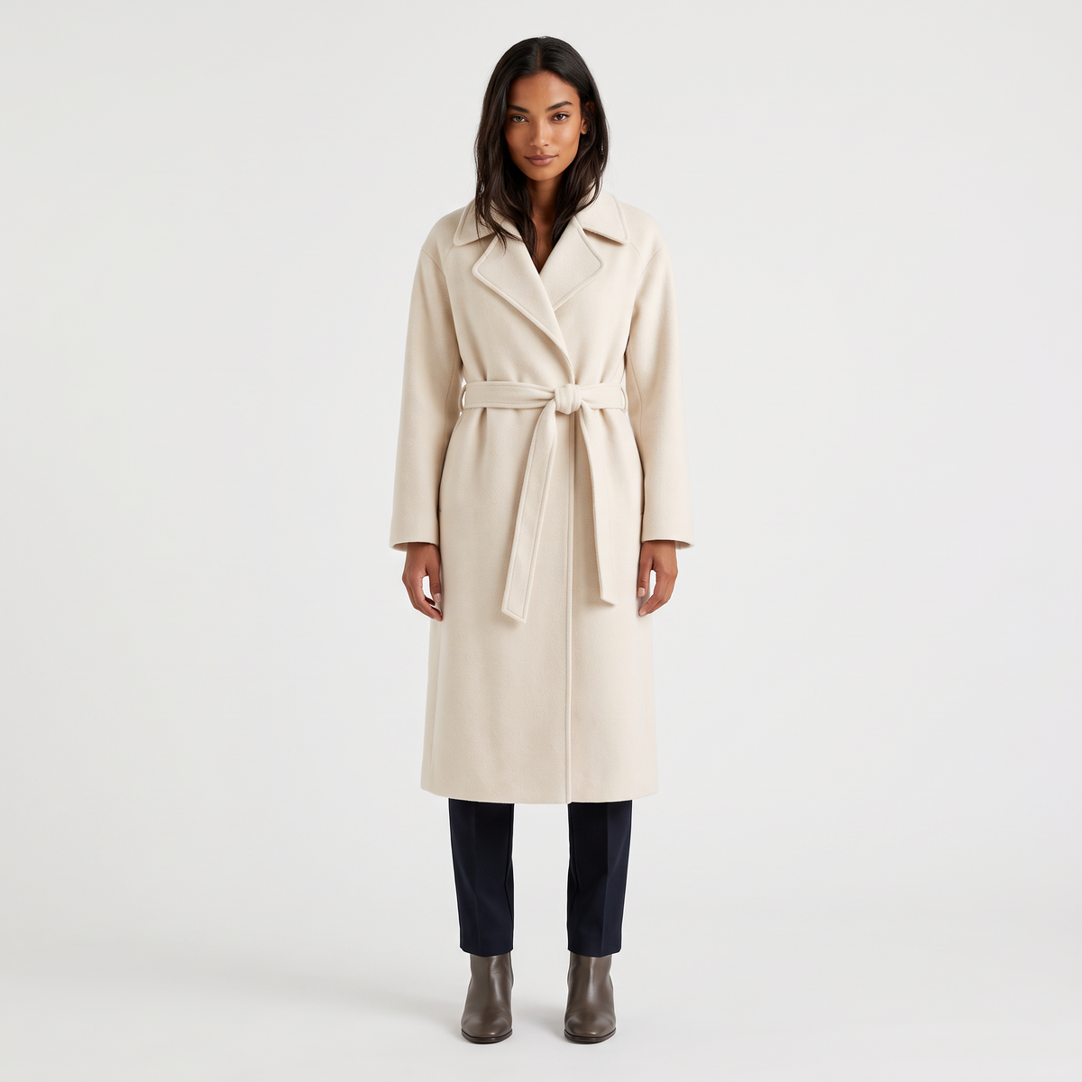 Manteau portefeuille mi-mollet à larges revers — Amielle Paris — vue 9
