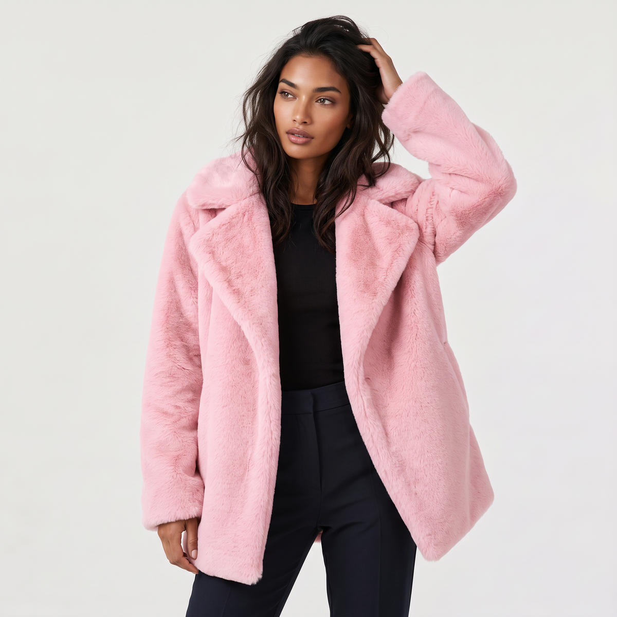 Manteau court duveteux à grands revers — Amielle Paris — vue 7