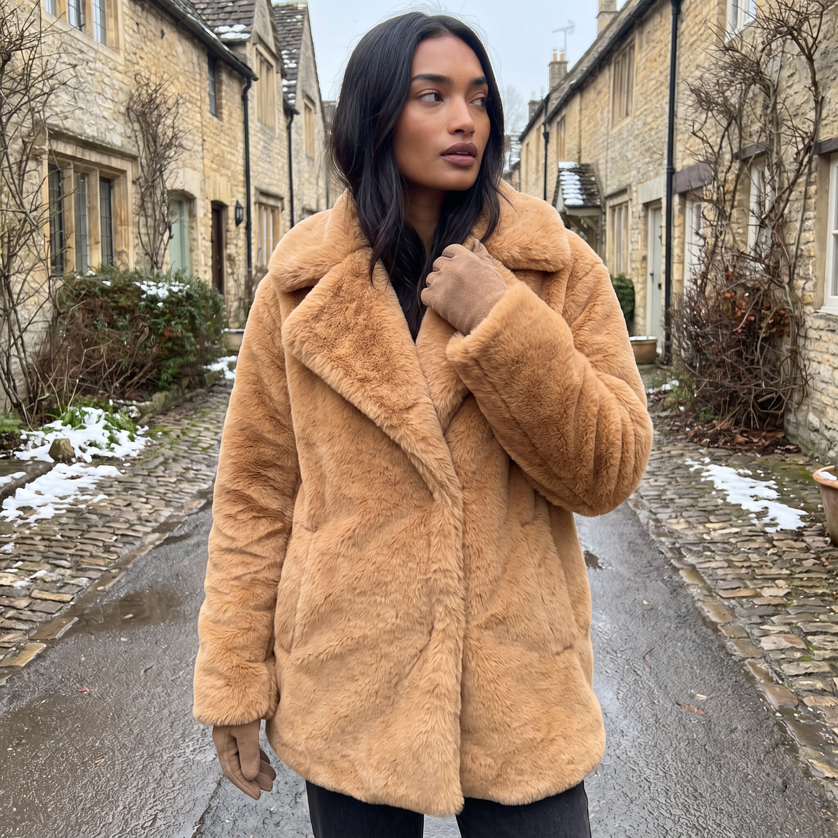 Manteau court duveteux à grands revers — Amielle Paris — vue 2