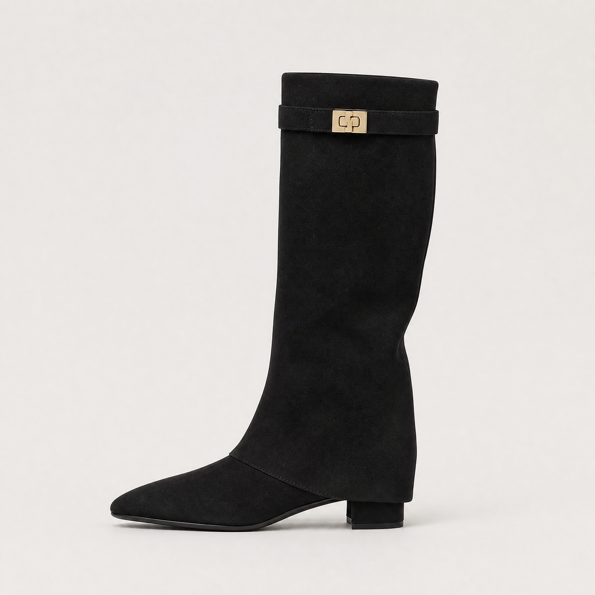 Bottes hautes à bout pointu et petit talon bloc — Amielle Paris — vue 1