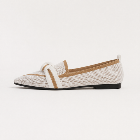 Mocassins en maille à bout pointu et nœud