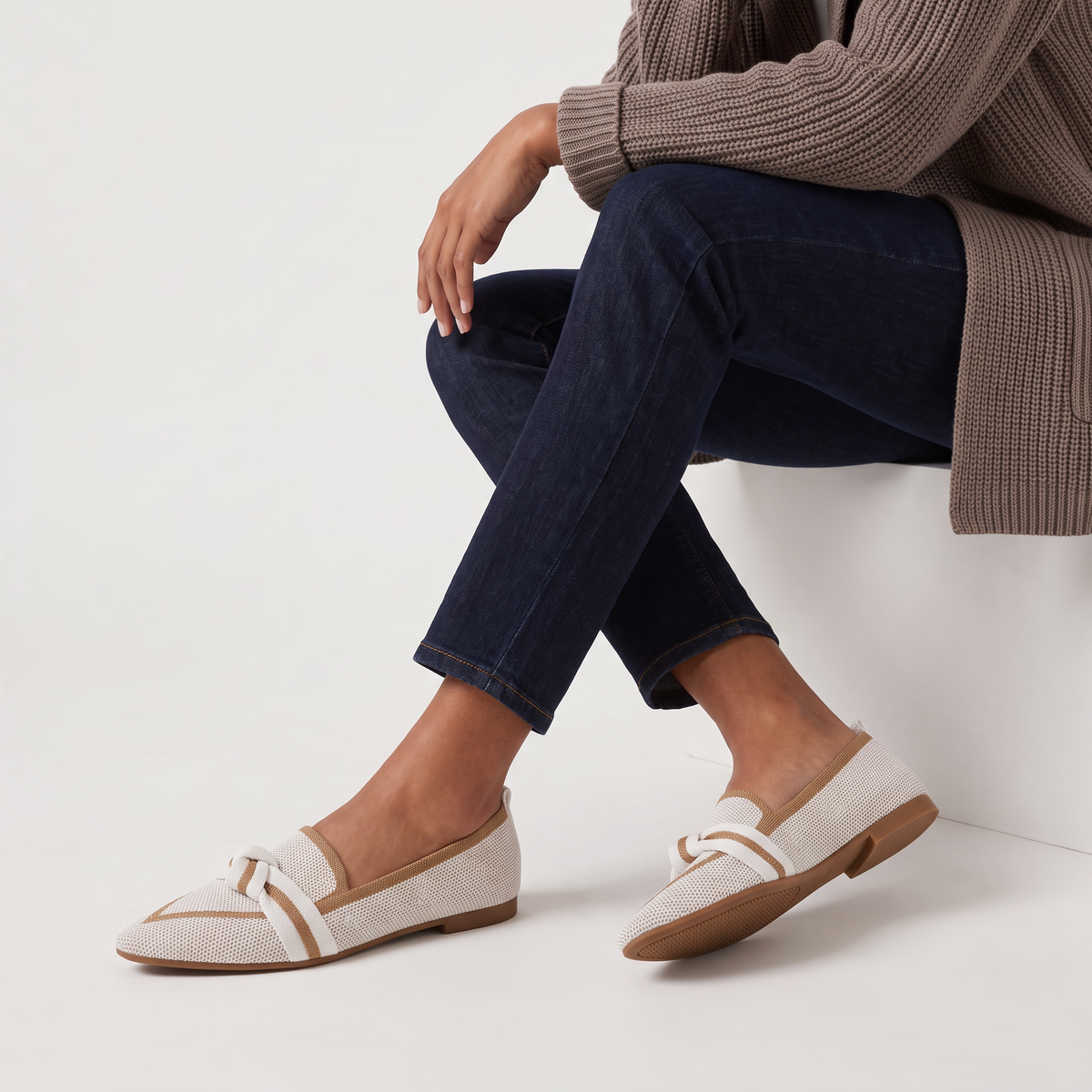 Mocassins en maille à bout pointu et nœud — Amielle Paris — vue 5